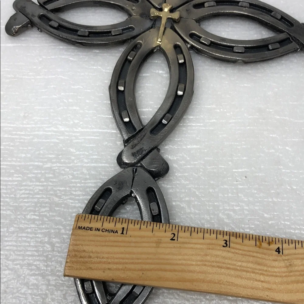 Handcrafted Horseshoe Cross Metal Wall Art
